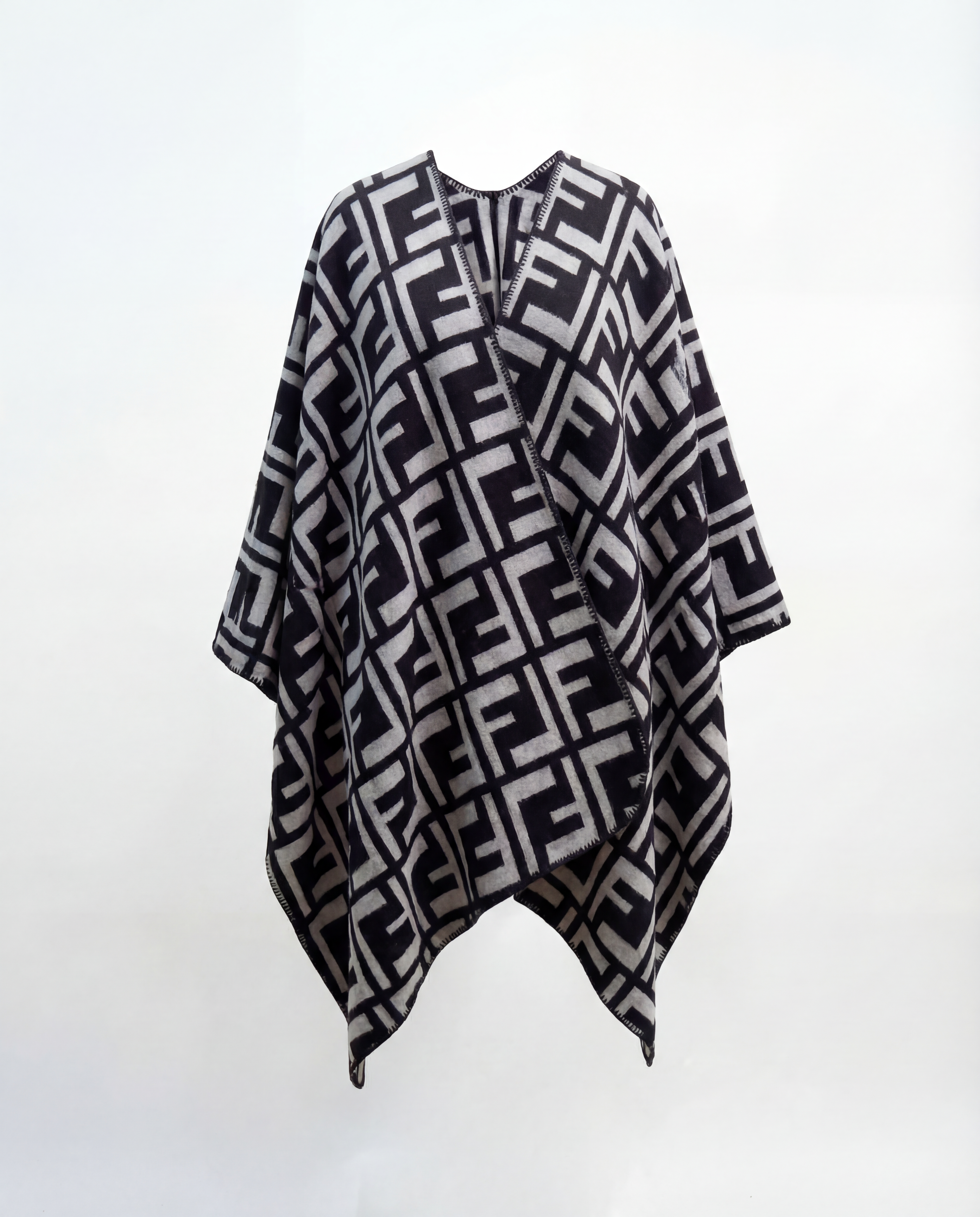Fendy Knit Shawl Wrap (Black)